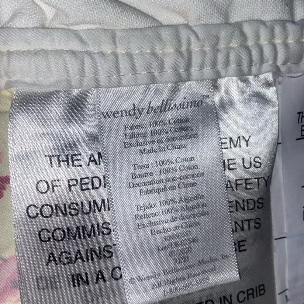 Wendy Bellissimo Floral Quilted Crib Blanket with Ruffle Edges